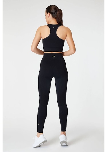 Jerf Gela Yüksek Bel, Esnek Ve Toparlayıcı Spor Tayt Siyah
