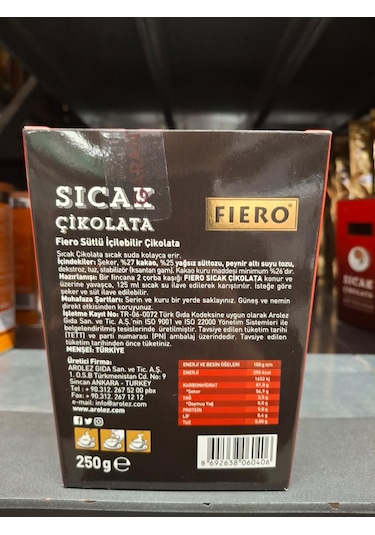 Fiero Sıcak Çikolata 250 Gr 250 G