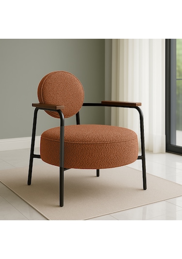 Venüs Berjer - Soft Kumaş - Modern Tekli Koltuk - Kiremit