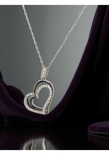 İç İçe Geçmiş Kalpli 925 Ayar Gümüş Kolye Zarif Ve Anlamlı Tasarım Gümüş