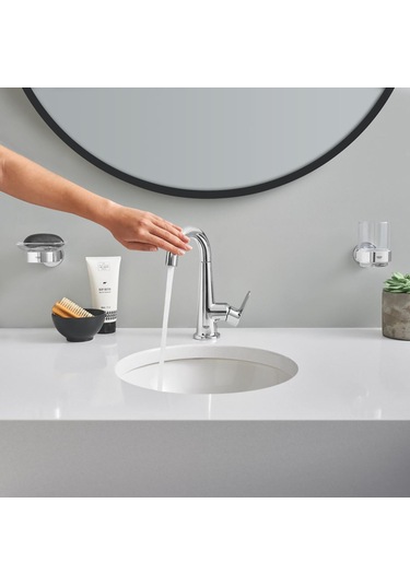 Grohe Essentials New Tutamaçlı Cam Fırçalık Krom, 40447001 Krom
