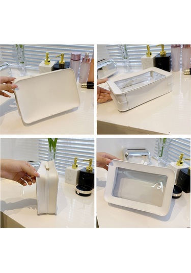 Wezone Beyaz Şeffaf Kozmetik Çantası - Büyük Kapasiteli, Taşınabilir Makyaj Organizer - Modern Ve Pratik