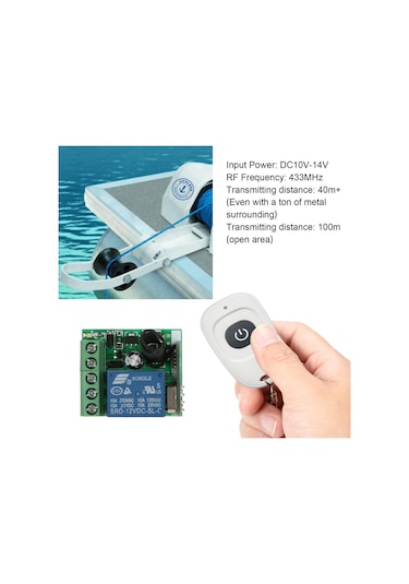 Symbee Dc12v 433mhz Akıllı Kablosuz Kumanda Anahtarı - Kapı Kontrolü, Motor Ve Led Işık Yönetimi İçin 2 Kumandalı Ak-rk01sy-12+ak-byd01 Çok Renkli