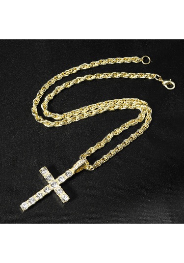 Yuzz Hip Hop Out Şık 4mm Zirkon Tenis Zincir Kolye - Erkek/kadın Punk Aksesuar55cmbeyaz0,01 Ct 0,10 Ct14 Ayargümüşf - Sı Altın