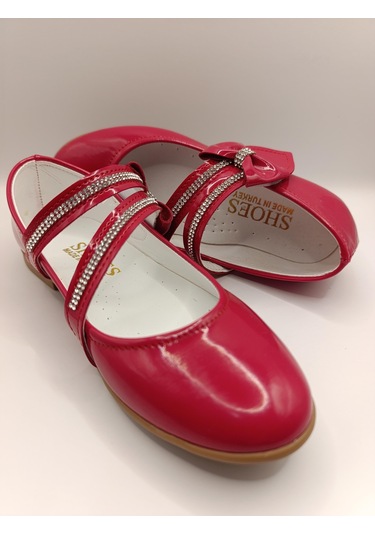 Kız Çocuk Rugan Kaydırmaz Taban Babet Kırmızı