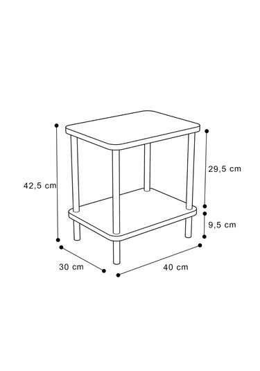 2 Raflı Yan Sehpa Geniş Gazetelik Kitaplık Çiçeklik -beyaz