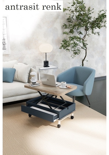 Oslo Akıllı Sehpa Tekerli Çekmeceli, Modern Yemek Masası