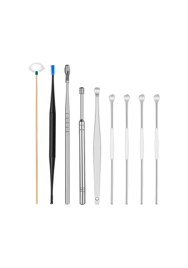 Wezone Kulak Bakımı Seti: 9 Adet Araç + Işıklı Kulak Kaşığı - Paslanmaz Çelik - Gümüş Ve Gül Altını Pil Yok