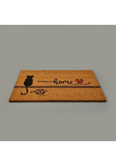 Giz Home Duvardaki Kedi Kapı Önü Paspası - Bej - 35x60 Cm Bej