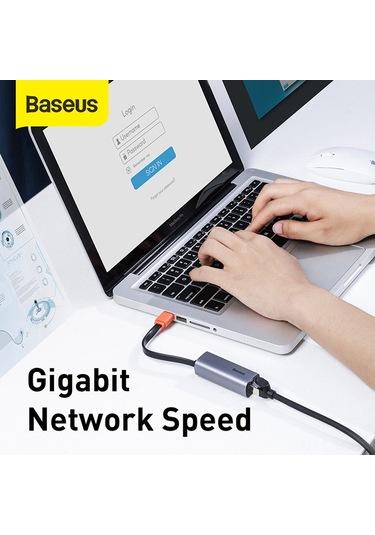 Skycity Baseus Çift Yönlü Gigabit Ethernet Adaptörü Usb-a/type-c Desteği 1000mbps Hızlı Bağlantı Mac/pc Uyumlu Alüminyum