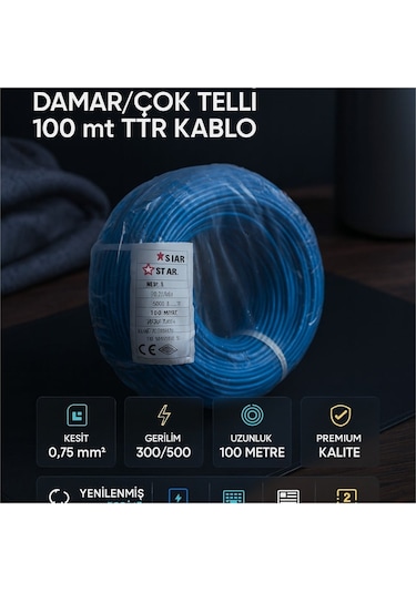 Star H05v-k 0.75mm² Damar/çok Telli 100 Mt Ttr Kablo