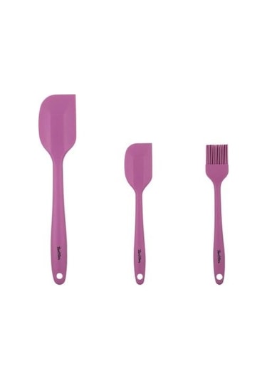Tantitoni Vişne Renkli 3lü Silikon Spatula Ve Fırça Seti Vişne