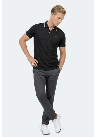 Slazenger Zıther Erkek Polo Yaka Siyah Tişört