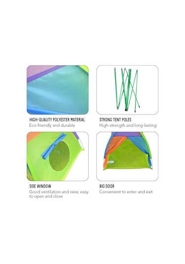 Yifomall Çocuklar İçin Dış Mekan Oyun Çadırı, Çok Renkli Kombinasyon, Katlanabilir, Europe Amerika Stili, 110x110x90cm, 0.9kg Çok Renkli