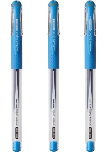 Uniball Signo Needle 0.38 İğne Uçlu Jel Kalem Açık Mavi Üç Adet