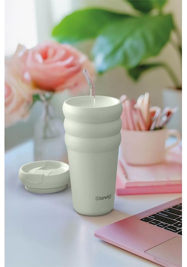 Stevig 3 Bubble Two-cap Straw Tumbler Çelik Termos 600 Ml Lightest Sky St-247 Su Yeşili