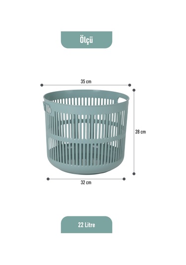 İronika Solara İkili Dekoratif Kirli Çamaşır Sepeti Seti Oyuncak Sepeti 60 - 22 Litre Yeşil Yeşil