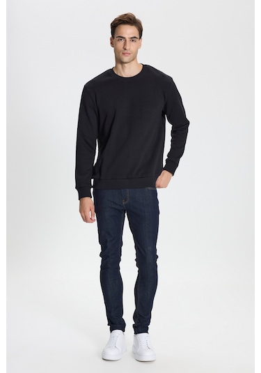 George Henry 2'li Paket Pamuklu Standart Fit Normal Kesim Bisiklet Yaka Sweatshirt Siyah