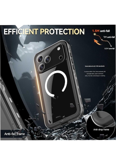 İphone Uyumlu 17 Pro Max İçin Su Geçirmez Kılıf Magnetik Kılıf Ekran Koruyucu İçinde Ip68 Su Geçirmez Tam 12ft Askeri Darbeye Dayanıklı