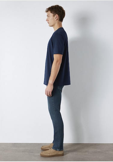 Mavi - Bisiklet Yaka Lacivert Basic Tişört 0611596-70497 Lacivert
