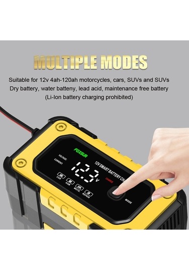 Novahub 12v/6a Foxsur Otomatik Akü Şarj Cihazı, Puls Onarma, Kurşun Asit Akü Bakım, Led Ekranlı, Araba, Kamyon, Suv, Motosiklet, Bot İçin