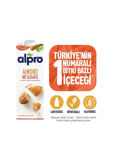 Alpro Şekersiz Badem Sütü 1 L