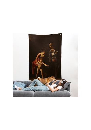 Caravaggio - Madonna Ve Çocuk, Aziz Anne İle Duvar Örtüsü-7359