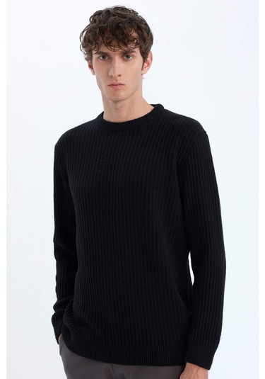 DeFacto Standart Fit Bisiklet Yaka Dokulu Triko Kazak E0811AXNSBK27