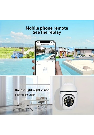 Xuweiwei 1080p Hd Kablosuz Wifi Güvenlik Kamerası White Pan Tilt Zoom Gece Görüşü İki Yönlü Ses Akıllı Hareket Takibi Ev İçi Kullanım