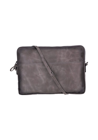 Bloomsleeve Leeds 16" Ash Gray Hakiki Deri Laptop & Tablet Kılıfı Gri
