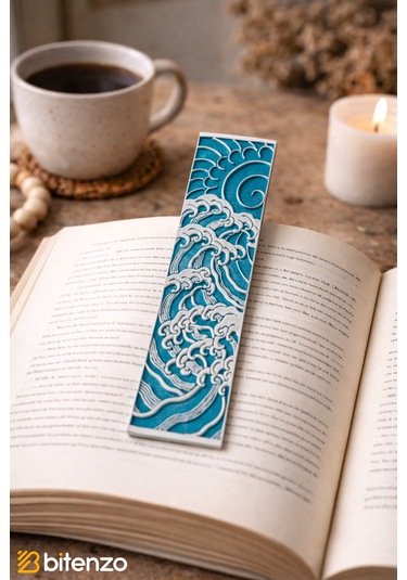 Mavi Dalgalar Desenli Kitap Ayracı