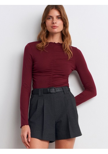 Dilvin 32112 Büzgülü Top-bordo Bordo