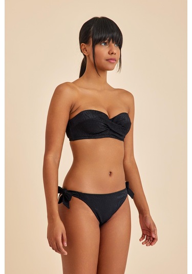 Bali Siyah Dolgulu Straplez Push-up Bikini Takım Siyah