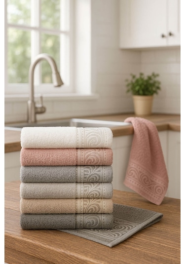 6'lı Mutfak Havlusu Seti 30x50 Cm %100 Pamuklu Derya Çok Renkli