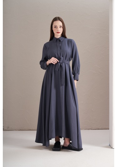 A Pile Ekstra Salaş Modal Elbise İndigo İndigo