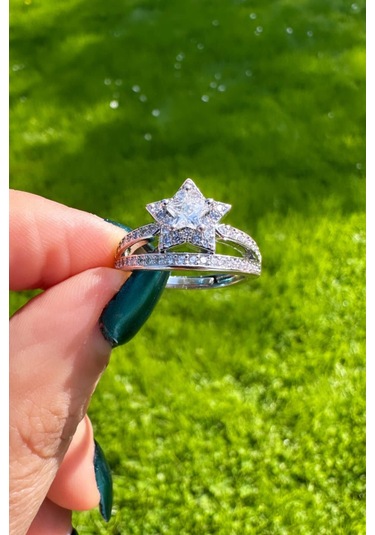 Silver Çift Sıra Yıldız Yüzük Silver
