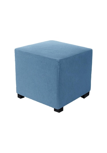 Kot Mavisi Jakarlı Dayanıklı Kare Streç Ayak Dayama Tabure Mobilya Koruyucu Dikdörtgen Tezgah  S