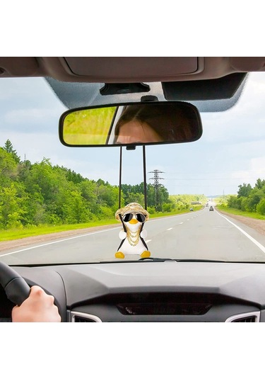 Zoroom Sevimli Salıncak Ördek Araba Dekorasyon Aksesuarları, Araba Dikiz Aynası Kolye Dekorasyon Bayanlar Ve Erkekler İçin Araba Aksesuarları -