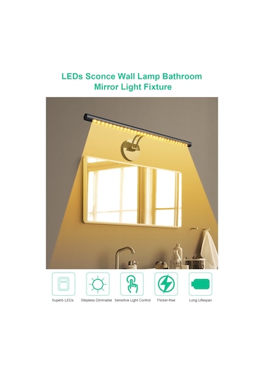 Xiyyadms 25cm Usb Led Ayna Işığı - Dokunmatik Kontrol, Sürekli Parlaklık Ayarlama, 3 Renk Tonu Ve Açı Ayarlı