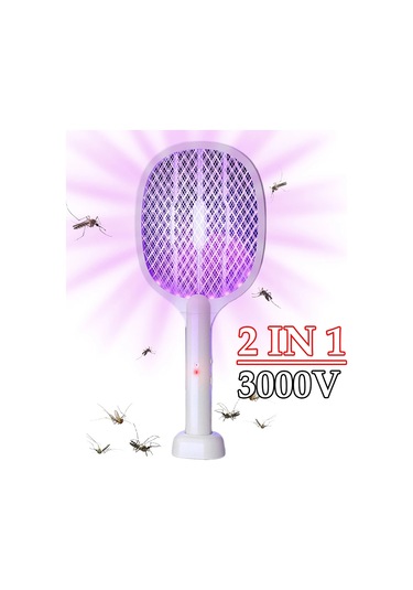 El Elektrikli Sineklik 3000 V Böcek Öldürücü Raket 2 İn 1 Sineklik Usb Şarj 2 In 1