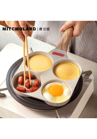 Mufunye Yüksek Kalite Döküm Tavası - 4 Gözlü Yumurta Pişirme, Izgara Ve Tava Kullanımı İçin Mükemmel Çözüm Siyah