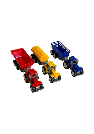 Traktör Oyuncak 3'lü Set Süper Farm Modern Design Römorklu Traktör Set Renkli