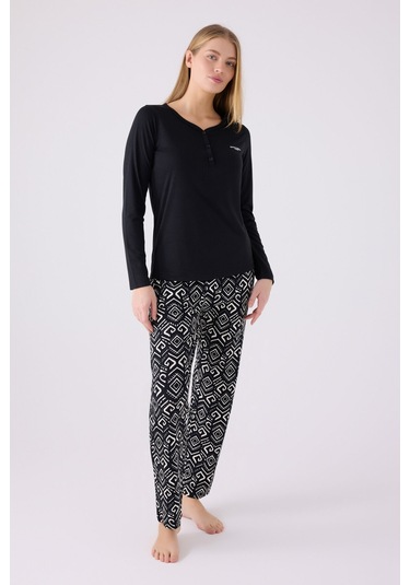 Pierre Cardin Kadın Siyah Pijama Takımı Pc8871-s-v1 Siyah