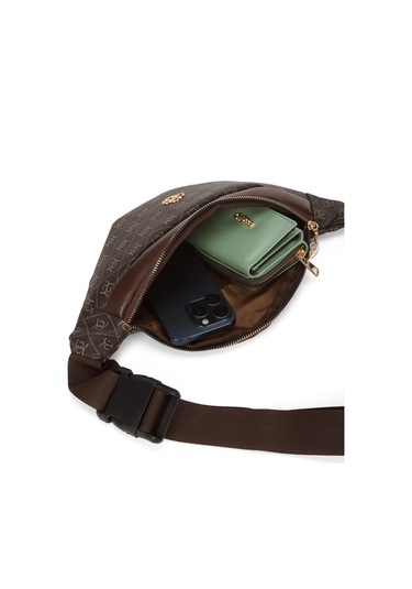 Newish Polo Kadın Desenli Çapraz Omuz Askılı Bel Ve Omuz Çantası 2 Adet New345- Bej - Kum