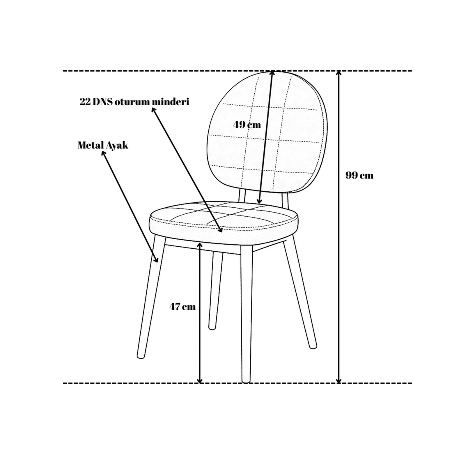 Dengema Palermo S25 Sandalye Krem Kumaş, Kapuçino Metal Ayak Krem - Kapuçino Ayak
