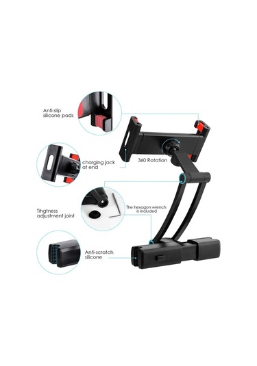 Sones Evrensel 360 Döndürme Tutucu Braketi Arka Koltuk Araç Montajı Kırmızı