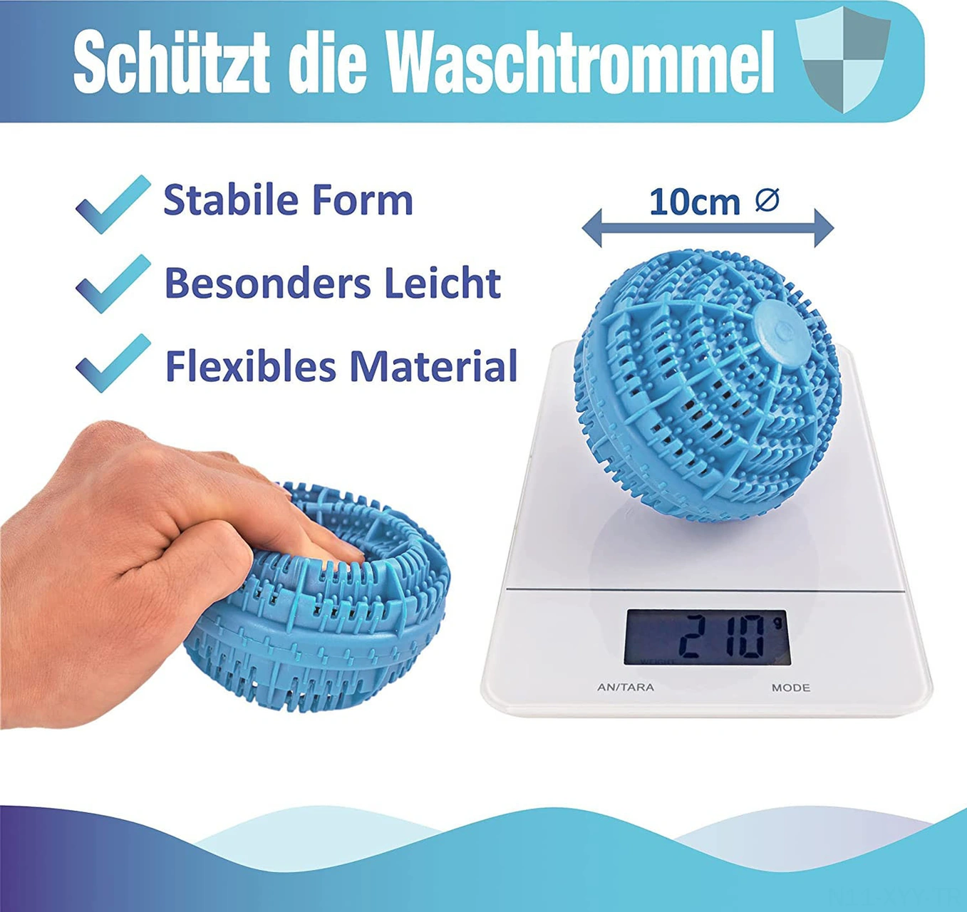 Yaleker Eko Seramik Top Sebs Malzeme İle Kirli Ve Saç Toplayıcı, Çamaşırları Kullandıktan Sonra Temiz Tutar Mavi