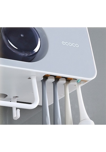 Willowhaven Otomatik Diş Macunu Dağıtıcı Sıkacağı Duvara Monte Depolama Rafı Diş Fırçası Standı Raf Ev Ba 2 Adet Beyaz Gri