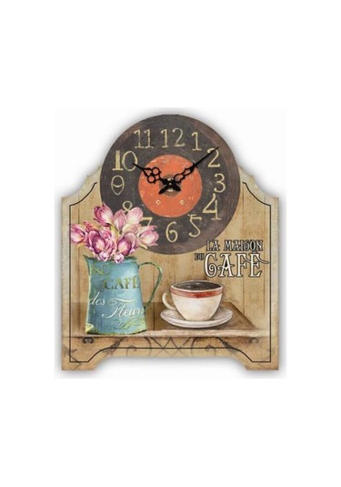 Saatler-MB CAFE TEMALI DUVAR SAATİ-24*19,5*3 CM