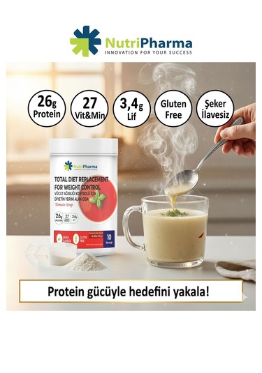 Whey Proteinli Domates Çorbası Öğün Yerine Geçen Yüksek Proteinli Tam Öğün, 600 G Domates
